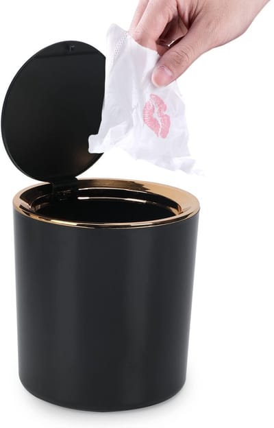 Cosensi- Tafelafvalemmer met deksel - Kleine Vuilnisemmer - Compacte Prullenbak - Tafelafvalbak - Ideaal voor Bureau/Badkamer - Geurpreventie met Push-on-Design