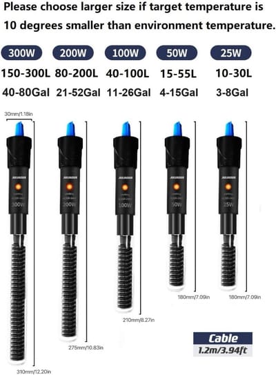SnelShoppen - Classic Aquarium Heater voor Vissen en Schildpadden, Verstelbaar, 100W, Temperatuur Instelbaar van 18-32°C, Oververhittingsbeveiliging,