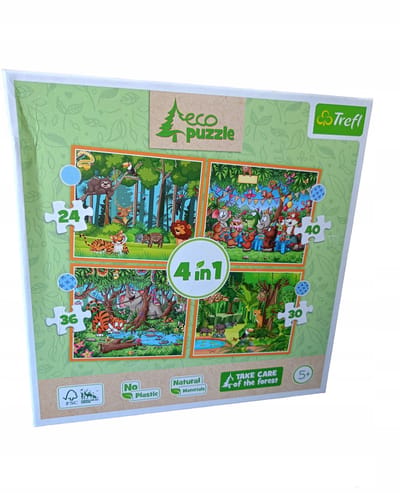 Dieren uit de Jungle Puzzel 4-in-1 ECO - Leeg en Duurzaam