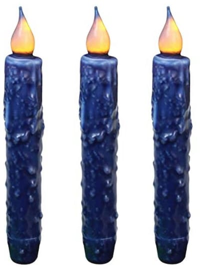 Echte Wax LED Taper Kaarsen met Timer, Vlamloze Decoratie, Marineblauw - 3 Stuks
