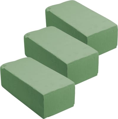 Rayher hobby Oase steekschuim - 3x - nat - groen - 23 x 11 x 8 cm - Voor echte bloemen