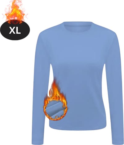 Bovista Thermokleding Dames - Thermoshirt - Polyester - Winter - Lange Mouwen - Lichtblauw - XL