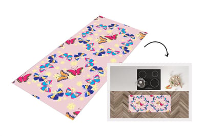 Keukenloper - Loper keuken - Meisje - Vlinder - Insecten - Patronen - 120x50 cm - Keukenloper vinyl