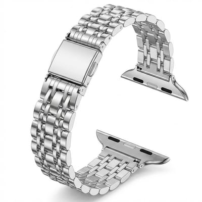 Zilverkleurig horloge bandje dames heren smal staal schakel band geschikt voor Apple Watch 38 mm / 40 mm / 41 mm / 42 mm (serie 10 / 11) – slanke metalen horlogeband met vouwsluiting