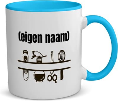 Akyol - kappersmateriaal met eigen naam koffiemok - theemok - blauw - Kapper - barbers - collega's - verjaardag - afscheidscadeau - geschenk - kado - 350 ML inhoud