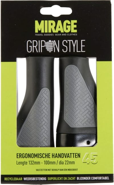 Handvatpaar Mirage Grips in style #45 - 132/100 mm met lockring  - zwart / grijs