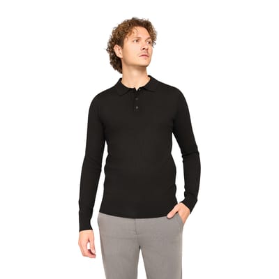 Long sleeve polo Ralf Black - M - Solution Clothing
