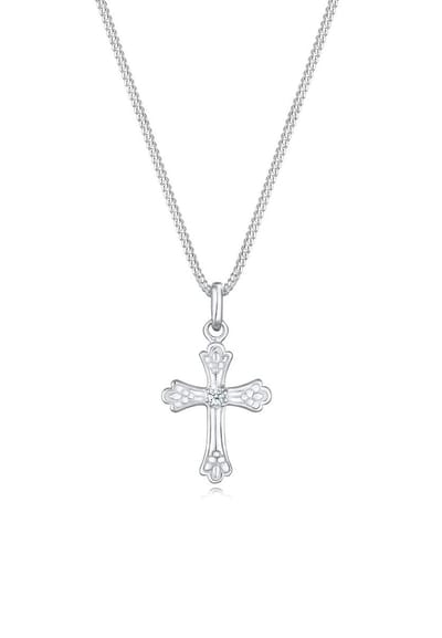 Elli PREMIUM - Halsketting - Dames Kruis Hanger Elegant met Diamanten (0,03 ct.) in 925 Sterling Zilver - Dames