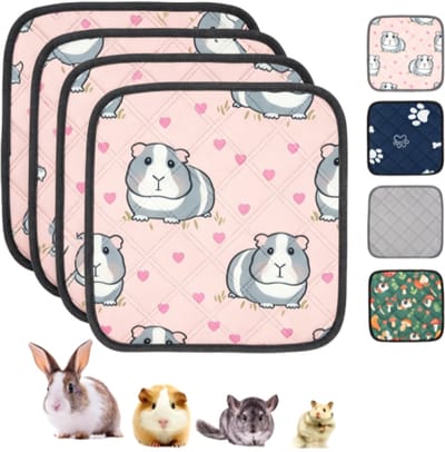 Plasmatje voor hamsters - 30 x 30 cm - Wasbaar - Herbruikbaar - Waterdicht - Huisdiermatje - Geschikt voor kleine dieren, zoals konijnen, hamsters, chinchilla's, enz. - Roze
