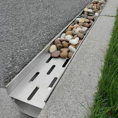 Afvoerrooster Terras - Watergoot Steen - Wateroverlast Voorkomen - Robuuste SMC Constructie - 100 cm Lengte - Zilver
