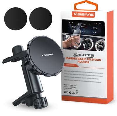 Xssive Telefoonhouders Auto Magnetisch - Geschikt Voor Telefoonhouder Mercedes Ronde Ventilatie - GSM Houder Auto Magneet voor Ventilatierooster - Verstelbaar - 360 Graden Draaibaar - Inclusief Magneetstickers