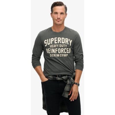 Superdry Workwear top met Lange Mouwen en Appliqué Zwart Grootte: M