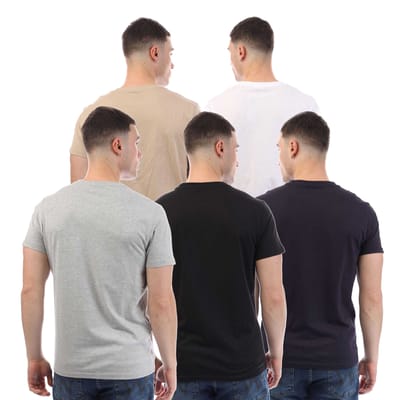 Duck and Cover Heren Frankinz T-Shirt (5-pack) (Zwart/Grijs/Wit/Beige)
