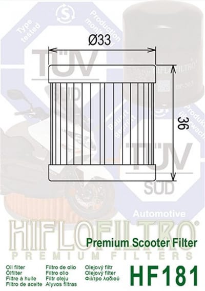 hiflofiltro oliefilter voor piaggio 125 et4 scooter 1996 tot 1999 hf181 nieuw