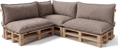Palletkussenset - Zitkussen set - Buiten ontspannen - Glad oppervlak met bies - 120x80 cm + 120x40 cm - Lichtbruin