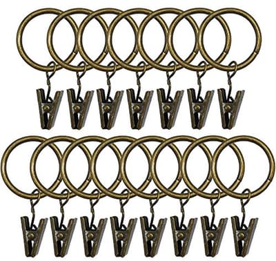Decoratieve Gordijnringen met Clips - 15 Stuks (Bronze, 1 Inch Binnenmaat)