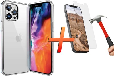 Hoesje geschikt voor iPhone 12 PRO MAX back cover - transparant siliconen hoesje - 1X Screenprotector - Tempered Glass - EPICMOBILE