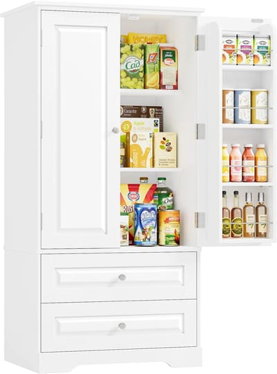 Solayne Kast - Keukenkast - Opbergkast - Opbergkast met deuren - Keukenkast organizer - Voorraadkast - 60x40x120 cm - Wit