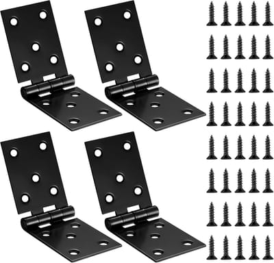 Scharnieren, zwarte metalen vouwbare heavy-duty scharnieren voor houten poort, tuinmeubelen, kast D (zwart 1)