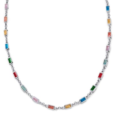 Prism | Zilverkleurige ketting met veelkleurige stenen van kristalglas