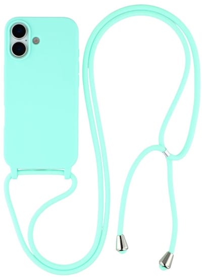 Coverup Hoesje - Geschikt voor iPhone 17 Hoesje - Coverup Siliconen Back Cover met Koord - Mintblauw