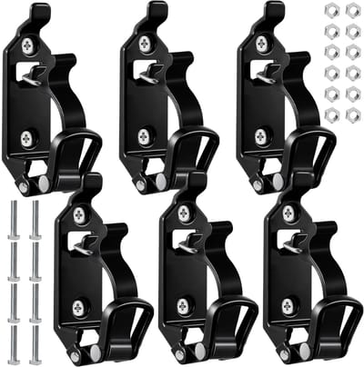 Dailygoods- Schephouder 6x - Bezemhouder - Bijlhouder - Wandmontagebeugel - Robuuste Zinklegering - Geschikt voor Transport - Gereedschapshouder