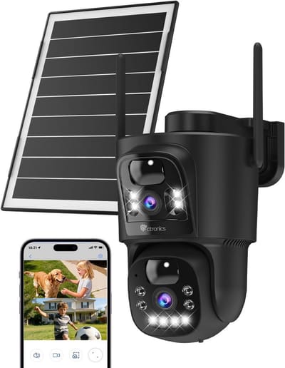 Draadloze Buitencamera met Dubbele Lens en Zonnepaneel - WiFi Beveiligingscamera voor Buiten