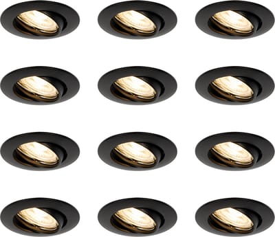QAZQA edu - Moderne Inbouwspot - 12 stuks - Ø 6.2 cm - Zwart - Woonkamer | Slaapkamer | Keuken