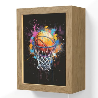 Wandlamp 15x20 cm - Oplaadbaar - Graffiti - Sport - Basketbal - Basket - Wandlampen binnen woonkamer - Slaapkamer lamp met kabel - Decoratieve nachtlamp - Vloerlamp snoer