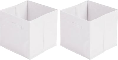 Urban Living Opbergmand Square Box - 4x - karton/kunststof - 29 liter - wit - 31 x 31 cm - Vakkenkast