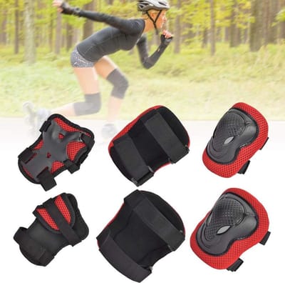 Beschermende Uitrusting Set - Knie Elleboog Polsbeschermers - Skaters Beschermen - 10mm Dikke Spons - Voor Volwassenen - Rood