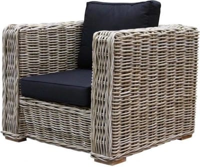 Nissah lounge tuinstoel naturel rotan - olefin black - urecel foam