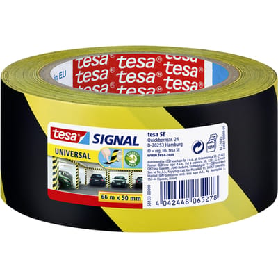 Tesa Signal Universal - Verpakkingstape - Geel/Zwart - 66m x 50mm - Oplosmiddelvrij