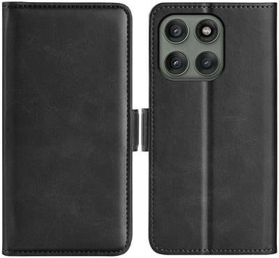 MobyDefend Hoesje - Geschikt voor Motorola Edge 60 Pro - Luxe Wallet Book Case (Sluiting Zijkant) - Zwart
