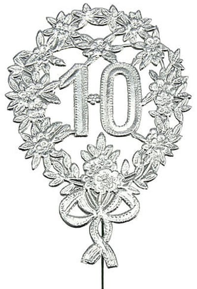 Jubileumnummer 10 zilver Ø8cm 10st