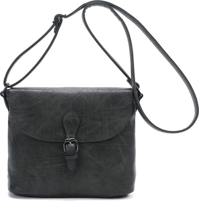 Ines Delaure- Paris - Crossbody handtas met flap en instelbare riem - kaki donkergroen
