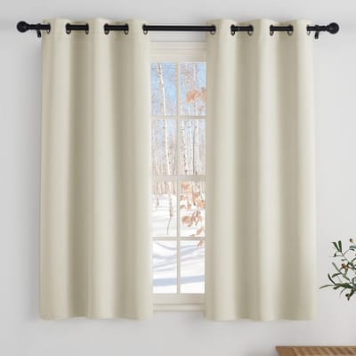 Verduisterende Gordijnen met Ringen, Isolerend Thermisch 2 Stuks, Beige