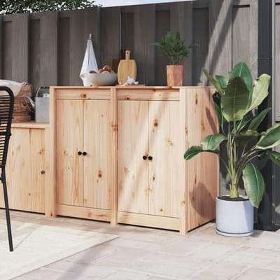 Houten Opbergkast - Tuinkast Buiten - Tuin Opbergen - Waterbestendig Massief Hout - Rechthoekig - Natuurlijk Dennenhout