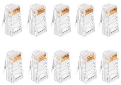 Netwerkstekkers RJ45 CAT6 (10 stuks), Ethernet-connector 8P8C, Gigabit Ethernet 1000 Mbps, geschikt voor pc, router, switch en consoles
