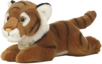 Pluchen Tijger - Knuffeldier Speelgoed - Kinderkamer Decoratie - Luchtgeborstelde Details - 12.7 x 27.9 cm - Oranje Zwart