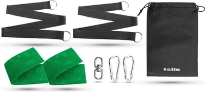 Outtec® Ophang Koord voor Hangmat, Hangstoel, Schommel - tot 150 kg - Schommelbevestiging - Hangmatbevestiging - Karabijnhaak - Hangmat Standaart - Ophang Systeem