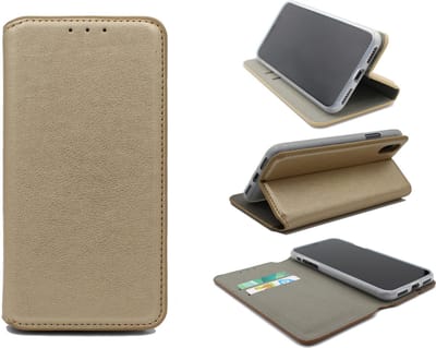 HB Hoesje Geschikt voor Apple iPhone X & XS - Goud - Luxe Kunstlederen Slim Portemonnee Book Case
