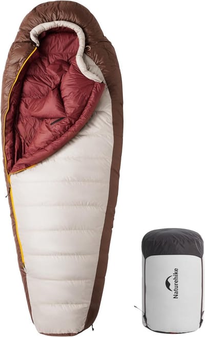 Mummie Slaapzak - Kampeerzak Dons - Buiten Overnachten - Waterafstotend Nylon - 190 x 75 cm - Kaki