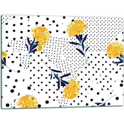 TMK ArtDeko Serie - Glazen Snijplank - Inductiehulp - 52x40cm - Bloemenmotief