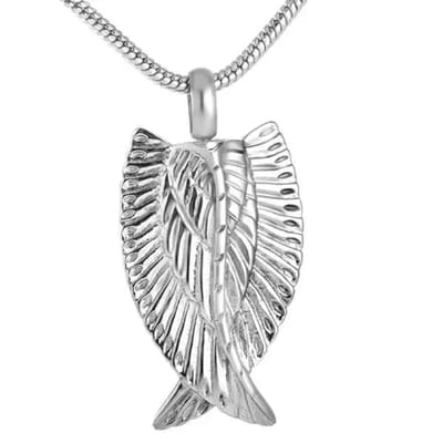 Aramat Jewels | Gedenkhangers | Stalen Ashanger met Vleugels – 15 Modellen Engel & Hart Gedenksieraad | Vleugels-3.2x1.7cm | |20mm | Staal | Volwassenen | Verkleurd niet