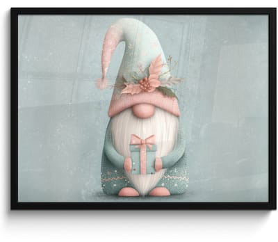 Poster in lijst - Fotolijst 80x60 cm - Posters - Kerstgnome - Cadeau - Groen - Posterlijst zwart - Decoratie - Wanddecoratie woonkamer - Muurdecoratie slaapkamer - Kerstversiering - Kerstdecoratie voor binnen - Kerstmis