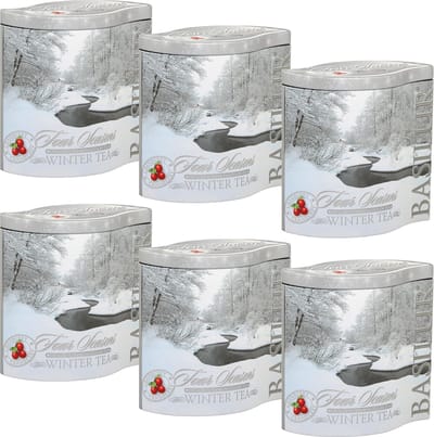 BASILUR Winter Tea - Losbladige zwarte Ceylon-thee met toevoeging van veenbessen in een decoratief blikje, 100 g