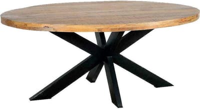 Mangohouten Eettafel Tulsa Ovaal 220×110 cm Mahom Industrieel - Dinertafel van Mangohout & Metaal - Industriële Eettafel