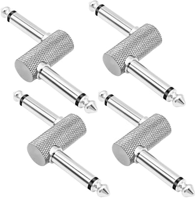 Guitar Pedal Patch Connector Z Type 6.35mm Mono Plug Adapter voor Effecten en Pedalboards - 4 Stuks Silver