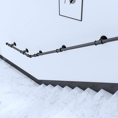 Metalen Trapleuning - Veiligheidsreling Badkamer - Veiligheid Binnenshuis - Smeedijzer Antiroest - 60 cm - Zwart